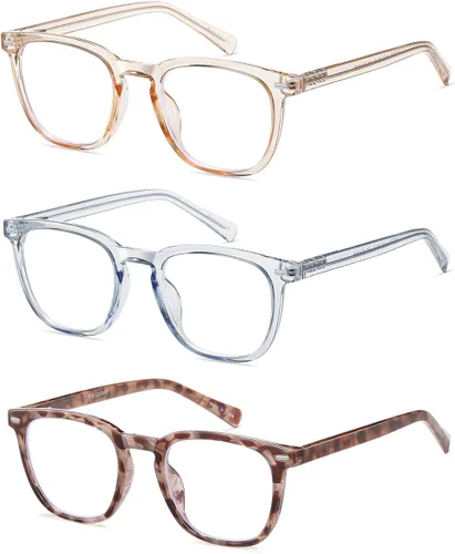 Miniatura 8 de EYECEDAR Paquete de 3 lentes de lectura para mujer con bloqueo de luz azul, bisagras de resorte metálico, patillas ajustables y flexibles, anteojos
