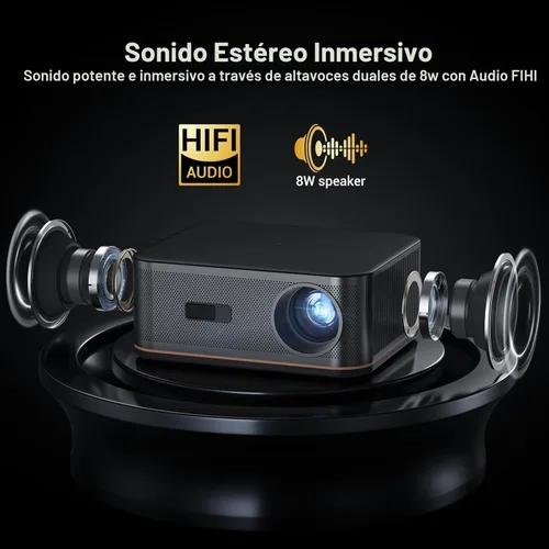 Miniatura 6 de Proyector de decodificación ANSI 4K 2000 con WiFi y Bluetooth, cine en casa de película HAPPRUN con enfoque automático, pantalla de 300 pulgadas