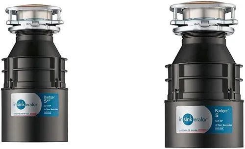 InSinkErator Triturador de basura, Badger 5XP, Power Series, Alimentación continua 3/4 HP, Negro & Triturador de basura, Badger 5, Serie Estándar,