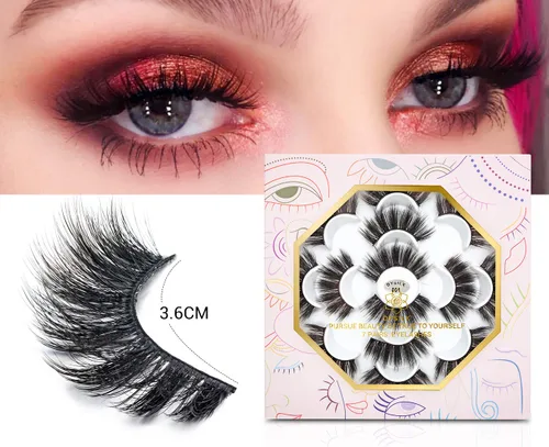 Miniatura 3 de DYSILK Pestañas postizas naturales de visón 6D, aspecto dramático, pestañas postizas esponjosas, extensión de maquillaje, pestañas largas hechas a