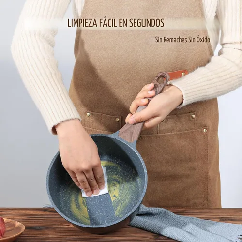 Miniatura 4 de SENSARTE Cacerola antiadherente con tapa, olla pequeña de 1.5 cuartos con revestimiento de granito suizo, mango que se mantiene fresco, olla Gris
