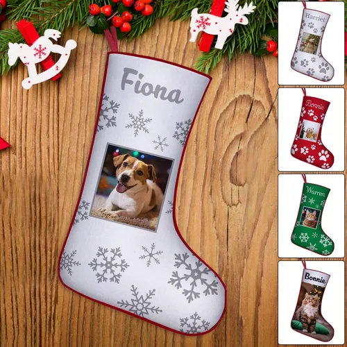 Miniatura 23 de Medias de Navidad de raza de perro personalizadas con texto de nombre, regalos de decoración de calcetines de Navidad personalizados para perros