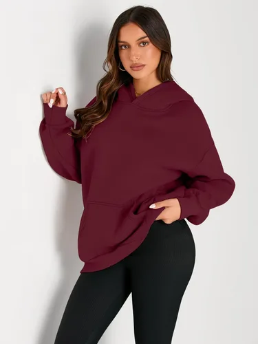 Miniatura 174 de Trendy Queen - Sudaderas extragrandes con capucha para mujer, suéteres de manga larga, sin botones, de vellón, de otoño, ropa de invierno