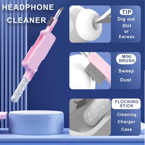Miniatura 3 de Kit limpiador de electrónica. Cepillo para teclado, herramienta de limpieza de Airpod, limpiador de pantalla de teléfono. para computadoras