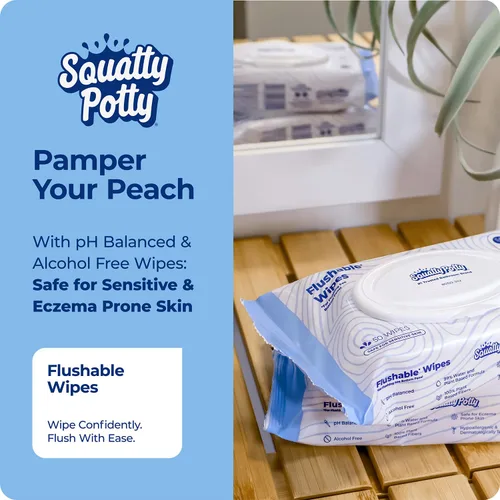 Miniatura 2 de Squatty Potty Toallitas Desechables – Paquete de 3 (150 Toallitas en Total) – 99% a Base de Agua y Plantas – Aroma de Té Verde, Pepino y Aloe Spa