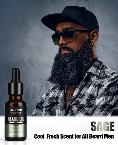 Miniatura 5 de ISNER MILE Kit de 5 Aceites para Barba: Sándalo Naranja Cedro Salvia Sin Fragancia para Cuidado y Acondicionador de Barba, Rellenos de Calcetín