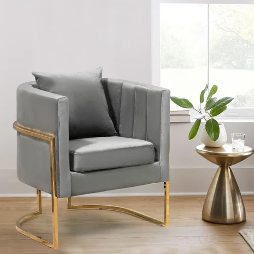 Miniatura 14 de Silla de Acento Moderna de Terciopelo, Sillón Tapizado Tipo Barril de Mediados de Siglo con Almohada para Sala de Estar, Cómoda Silla Individual
