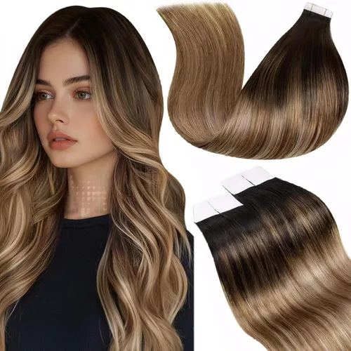 Miniatura 14 de LaaVoo - Extensiones de cabello humano Remy adhesivas con cinta invisible, cabello negro natural, extensiones de cabello para mujeres de color, 20