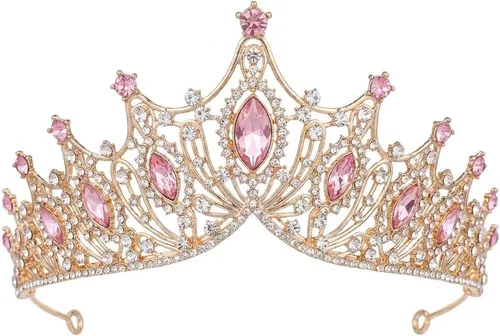 Kamirola Corona de Reina Barroca, Corona Nupcial de Boda con Diamantes de Imitación y Tiaras Diadema de Cristal Para Cumpleaños Baile de Graduación