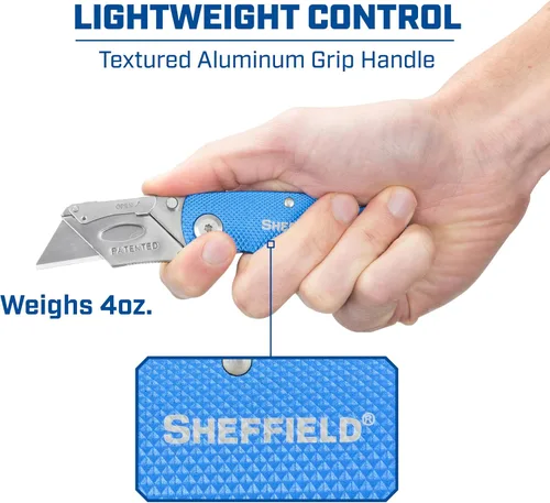 Miniatura 4 de Sheffield 12514 Cuchillo Utilitario Plegable Paquete de 3, Rellenos para Calcetines, Regalos para Hombres, Regalos para Papá, Hojas de Cuchillo