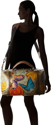 Miniatura 6 de Anna by Anuschka Bolso grande de viaje de cuero genuino pintado a mano para mujer, asa de doble cuerda, correa ajustable