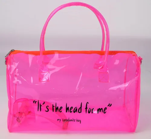Miniatura 4 de Bolsa de gimnasio transparente para mujer, bolsa de PVC transparente, bolsa de lona grande para deportes, bolsa de gelatina de color caramelo