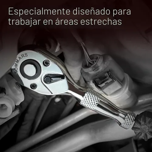 Miniatura 2 de TOMMARS Juego de trinquetes rechonchos, 1/4 ", 3/8", 1/2" llave de mango de trinquete de 72 dientes reversible de liberación rápida
