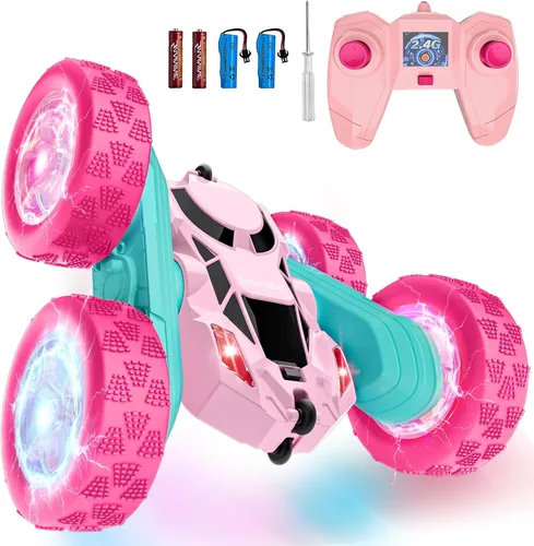 Miniatura 24 de Hamdol Coche de acrobacias a control remoto para niños de 6 a 12 años, auto de control remoto giratorio de 360° con luces LED, vehículo eléctrico