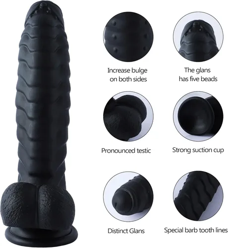 Miniatura 2 de Consolador grande realista de silicona de 8.66 pulgadas para mujeres, consolador grande con copa de succión fuerte, juguetes para adultos para Negro