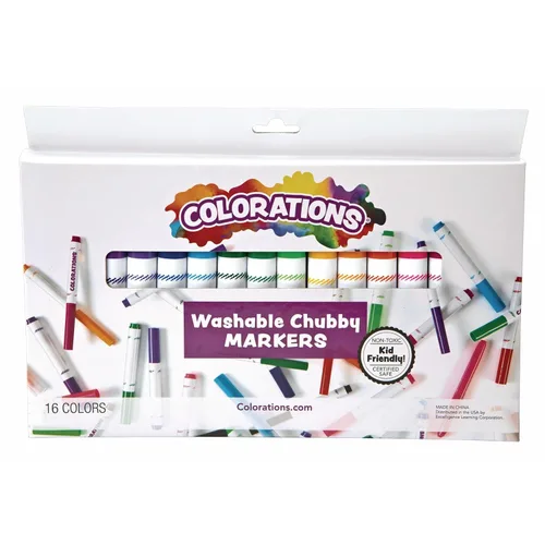 Colorations Marcadores gorditos, 16 colores, punta cónica, colorear, papel, niños, carteles, dibujo, colores llamativos, hogar, aula, suministros