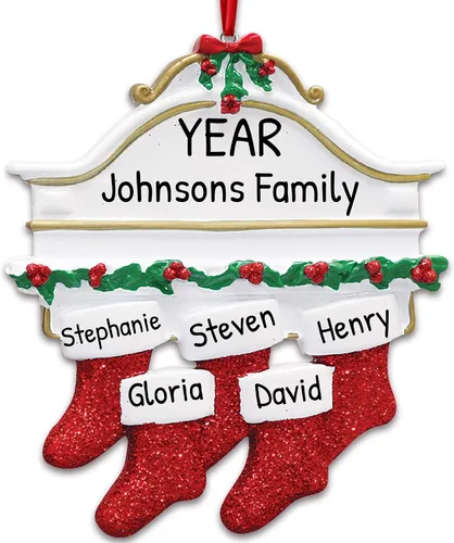 Miniatura 12 de Adornos de Navidad familiares personalizados – Medias de Navidad personalizadas con nombres, regalos para parejas, adornos 2024, nuestra primera