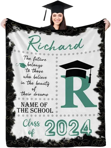 Miniatura 17 de D-Story Manta personalizada con foto, regalos de graduados universitarios para ella, regalos de graduación de felicitaciones, mantas personalizadas