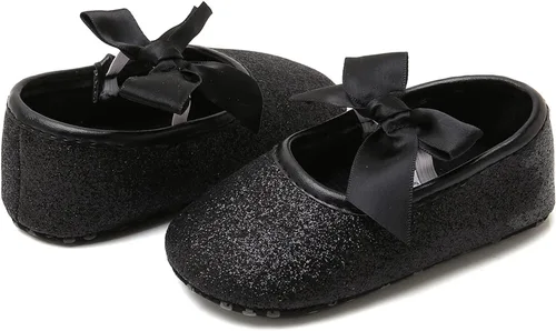 Miniatura 55 de RVROVIC Mocasines de princesa para bebé, zapatos brillantes de Mary Jane, zapatos de cuna de suela suave y ligera de primera calidad, zapatos