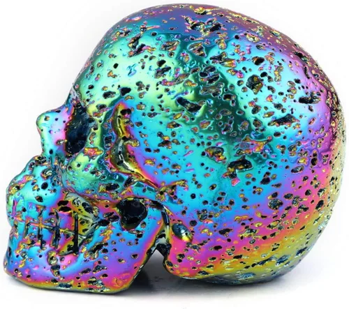 Miniatura 5 de Skullis Calavera de cristal de piedra de lava caliente de 2.0 pulgadas, escultura de arte fino de piedra preciosa tallada a mano, estatua de piedra