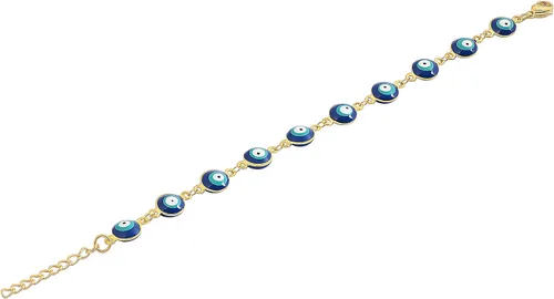 Miniatura 4 de Edforce Stainless Steel Pulsera de abalorios para mujer esmaltada protección contra el mal de ojo ajustable 7 pulgadas 1 pulgada extensor Esmalte