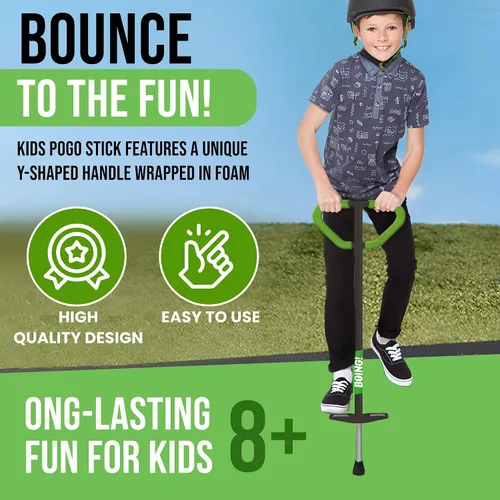Miniatura 8 de Geospace Jumparoo Boing! Palo Pogo mediano 'PRO' para niños, soporta 60 a 100 libras, juguete al aire libre para niños y niñas, juego activo