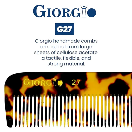 Miniatura 5 de Giorgio G27 - Peine de bolsillo para dientes finos, hecho a mano, alisador de pelo para el cuidado diario del cabello, bigote y barba para hombres