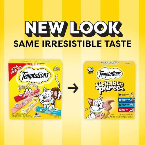 Miniatura 2 de Temptations Paquete variado de puré cremoso de golosinas para gatos lamibles, tubos de 0.42 onzas, 48
