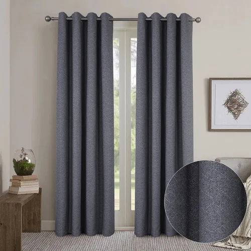 Miniatura 9 de always4u Cortinas geométricas de rombos suaves con aspecto de lana, 2 paneles, cortinas de lujo para tratamiento de ventanas de invierno, para sala