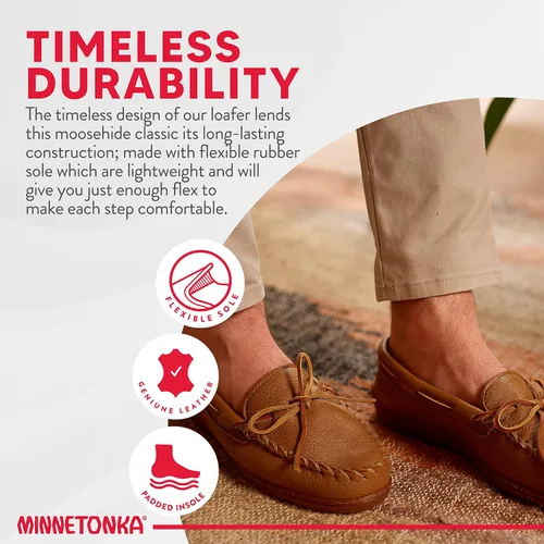 Miniatura 5 de Minnetonka Mocasines de cuero de piel de alce para hombre