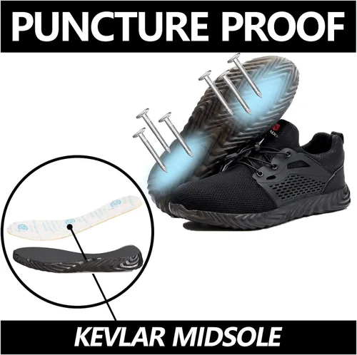 Miniatura 77 de SUADEX Zapatos deportivos con punta de acero para hombres y mujeres, indestructibles, ligeros, cómodos, antideslizantes, puntera compuesta