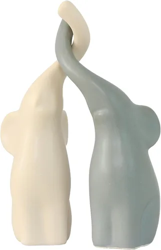 Miniatura 6 de Figura de estatua familiar de elefante de cerámica, mamá, papá y bebé, arte de animales, escultura de porcelana, decoración del hogar para sala