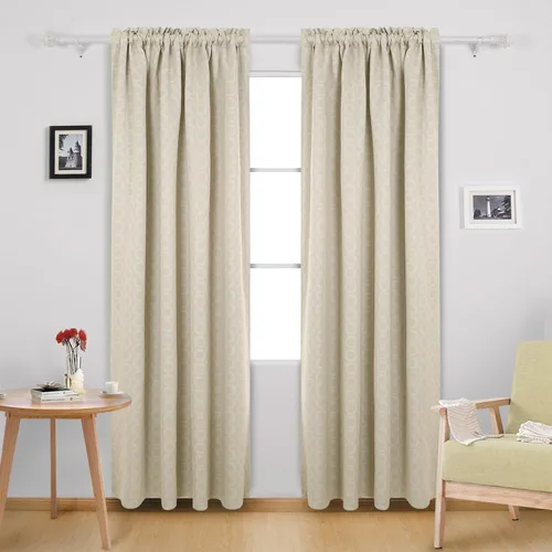 Miniatura 2 de Deconovo Cortinas opacas con bolsillo para barra, para Ktichen, 52 x 95 pulgadas, color beige