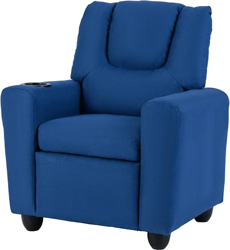LDAILY Silla reclinable para niños, de piel sintética, con soporte para tazas, respaldo ajustable y reposapiés, sofá ergonómico para niños y niñas a