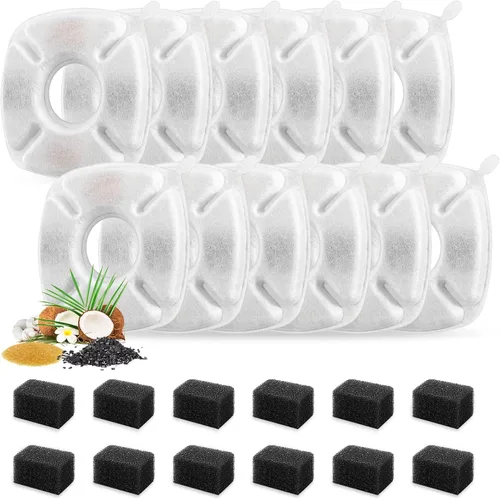 Miniatura 13 de 8 piezas de filtros de repuesto para fuente de gato, 4 paquetes de filtros de repuesto para fuente de agua para gatos con 4 paquetes de esponjas