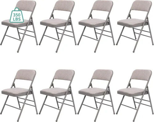Miniatura 8 de Paquete de 6 sillas plegables con cojín acolchado de tela, juego de sillas de comedor de tela, sillas plegables apilables portátiles para interiores