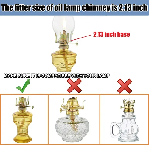 Miniatura 3 de Base de 2.13 pulgadas por lámpara de aceite de 6.5 pulgadas, reemplazo de chimenea, globo de queroseno alto, lámparas de aceite transparente, globo