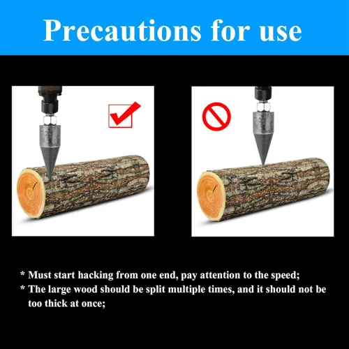 Miniatura 6 de Wood Log Splitter Firewood Drill Bit, Removable Wood Splitter Drill Bits, Heavy Duty Drill Screw Cone Driver with Square/Round Handle for