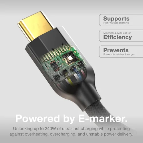 Miniatura 4 de NOCO XGrid XC1: Cable USB-C a USB-C de 240W – Cable de carga rápida tipo C, certificado USB-IF, chip inteligente E-Marker, datos de 480Mbps, nylon