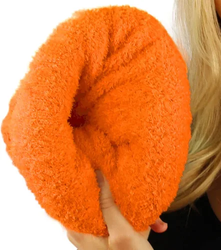 Miniatura 4 de C.C Gorro de lana unisex con forro polar grueso y cálido (naranja neón sólido), Naranja