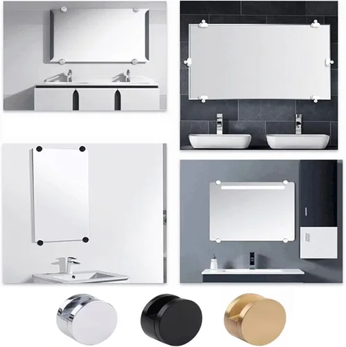 Miniatura 6 de Clips de espejo, espejo de aleación de zinc, clip de vidrio flotante, pequeño y redondo montado en la pared, soporte para espejos de baño, espejo