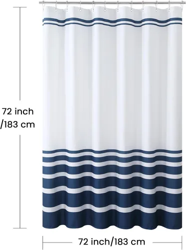 Miniatura 153 de Cortinas de Ducha Negras, Cortinas de Ducha de Poliéster Impermeable con Rayas Horizontales Degradadas en Blanco y Negro Modernas para Baño, 72x72