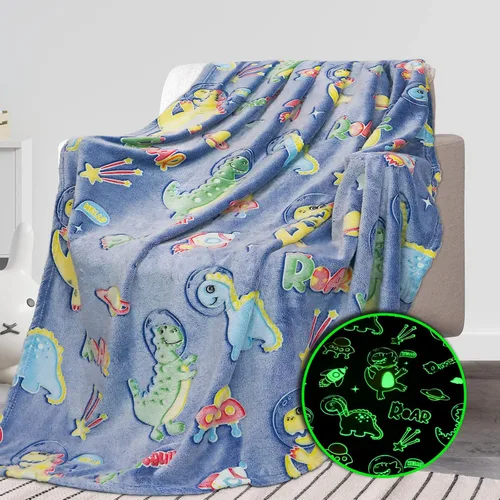 REXEO Manta que brilla en la oscuridad, regalos de dinosaurio, juguetes para niños, regalos de cumpleaños para niños de 1, 2, 3, 4, 5, 6, 7, 8, 9,