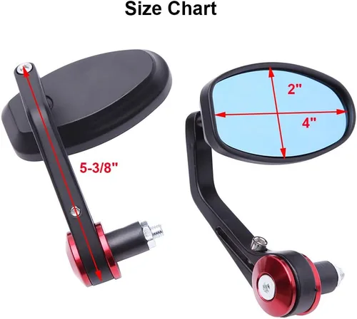 Miniatura 3 de Espejos retrovisores ovalados universales CNC para motocicleta de 7/8 pulgadas, compatible con Honda Yamaha Suzuki Sports Bike Street Fighter (rojo)