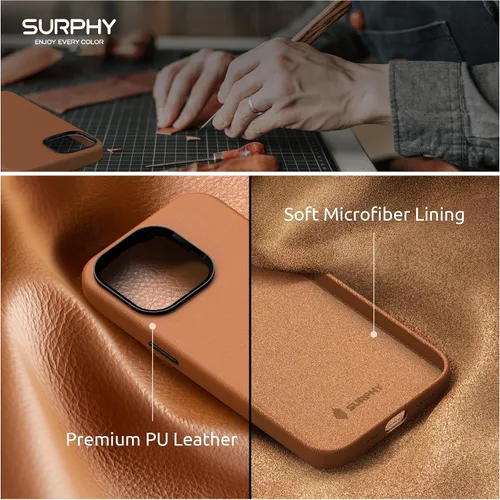 Miniatura 3 de SURPHY Compatible con iPhone 13 Pro, funda de piel sintética de alta calidad (con botones metálicos y forro de microfibra) para 13 Pro