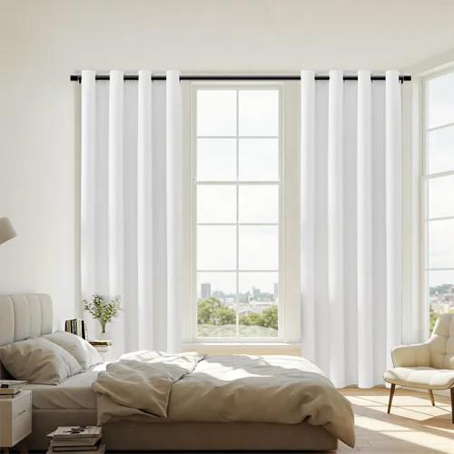 Miniatura 45 de ChrisDowa Cortinas 100% Opacas de Abedul Sólido de 45 Pulgadas de Largo, 2 Paneles para Dormitorio y Sala de Estar, Estilo Granja Oscurecedoras