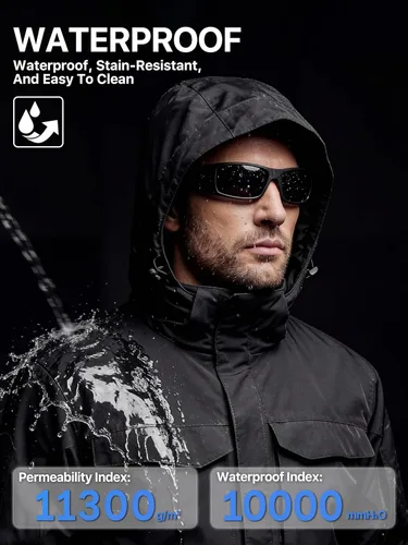 Miniatura 4 de FREE SOLDIER Chaqueta de esquí impermeable para hombre, abrigo cálido de invierno para nieve, snowboard con múltiples bolsillos, capucha desmontable