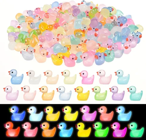 Miniatura 10 de 160 piezas de patos pequeños de Navidad con gorro de Santa, mini patos de resina, patitos pequeños de plástico para Navidad, accesorios para casa