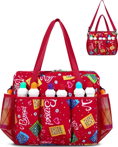 Miniatura 7 de Bolsa de Bingo con Bolsillos para Marcadores Casino Accesorios de Juego de Bingo para Adultos Mayores Negro