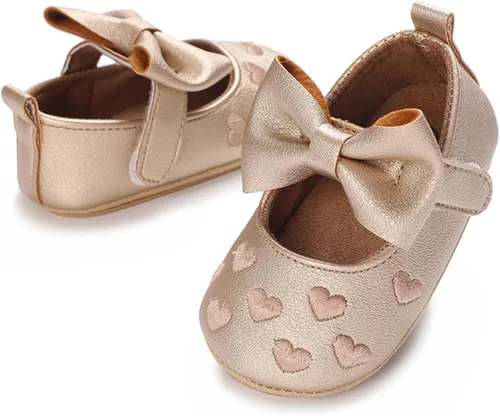 BEBARFER Zapatos Mary Jane para bebés y niñas, planos con nudo de lazo, suela antideslizante para niños pequeños
